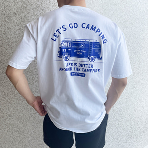베럴댄나우 남자 20수 캠핑카 프린팅 오버핏 반팔 티셔츠