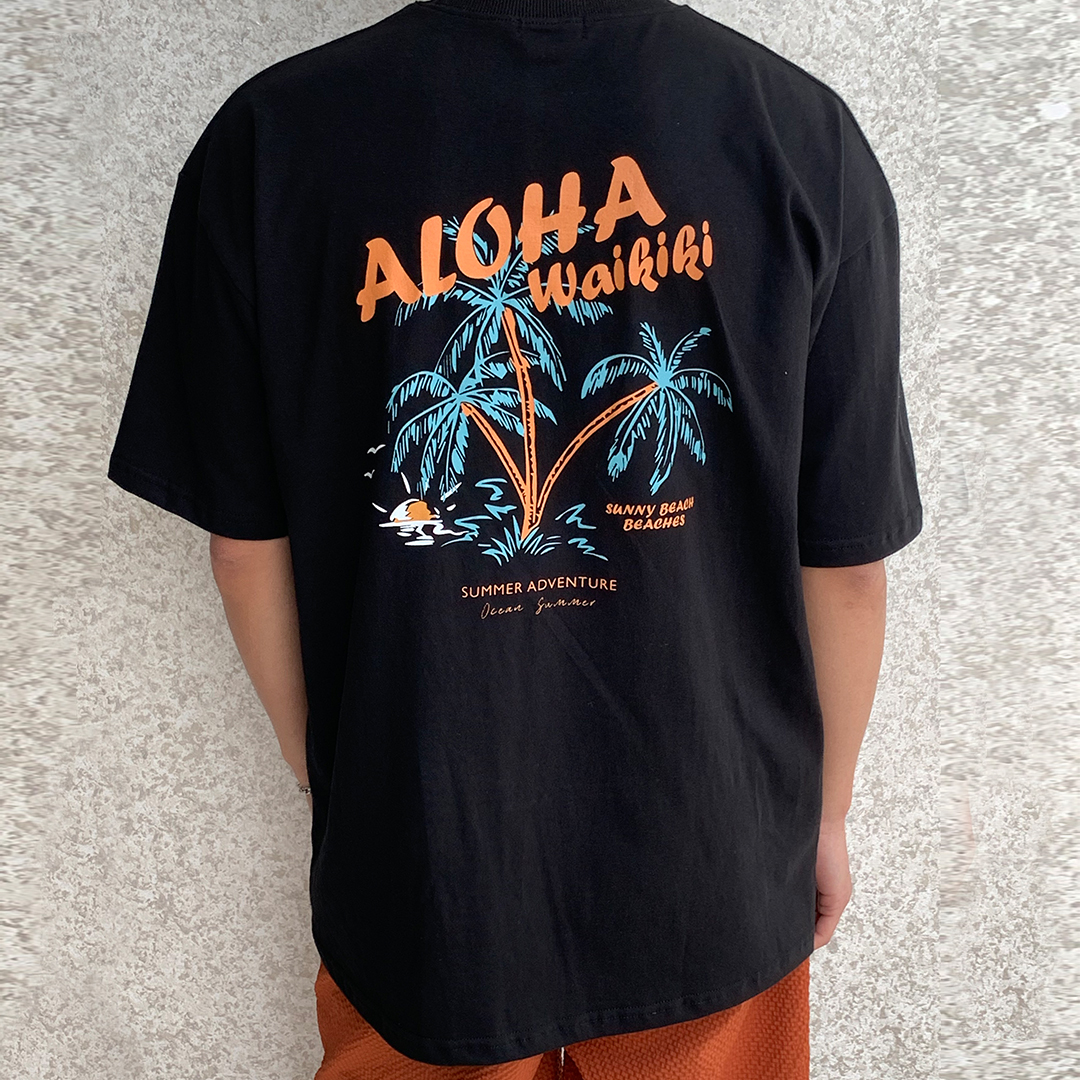 베럴댄나우 남자 여름 바캉스 알로하 프린팅 오버핏 반팔 티셔츠